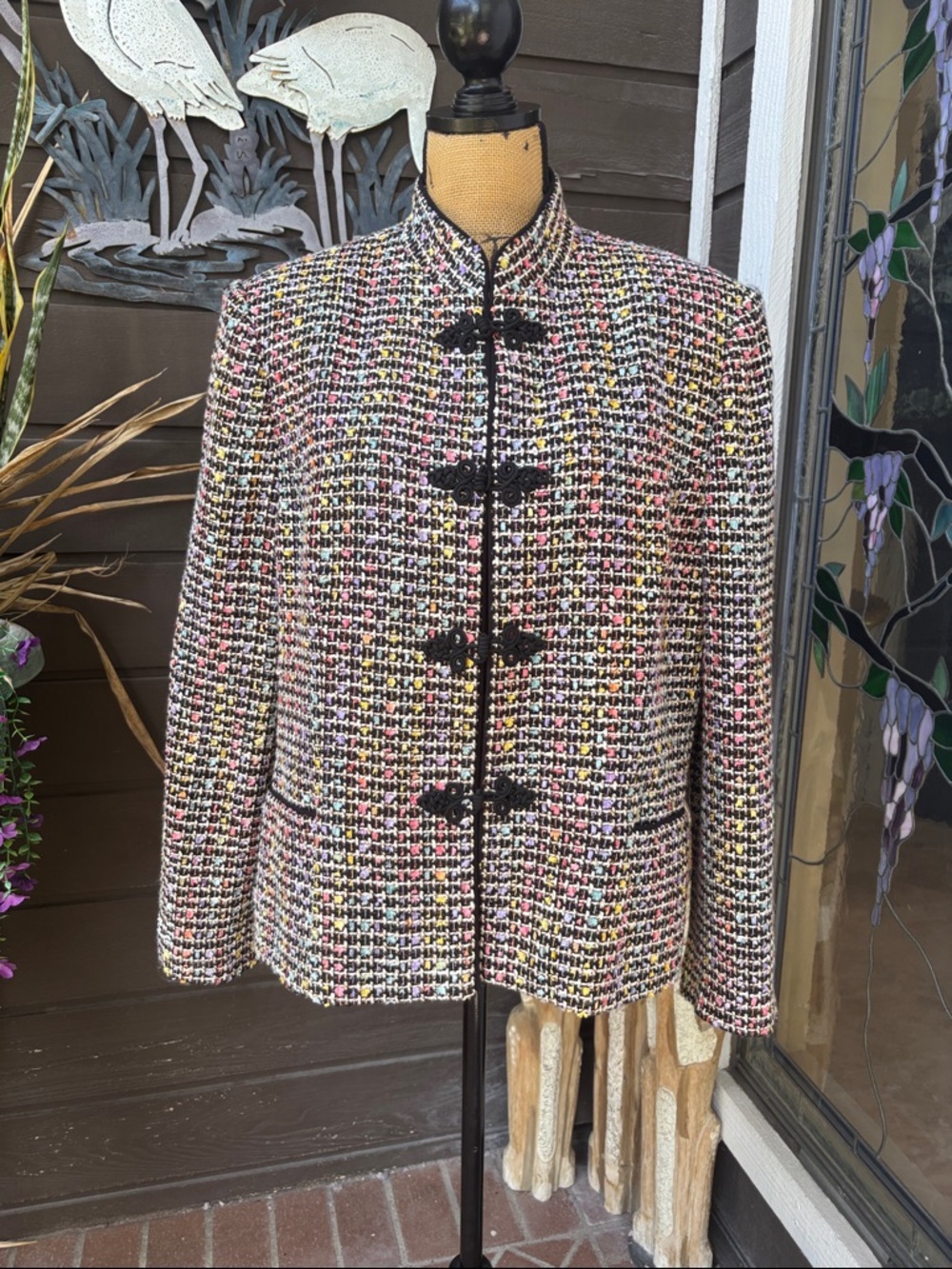 Appleseed's Multicolor Tweed Blazer with Black Trim